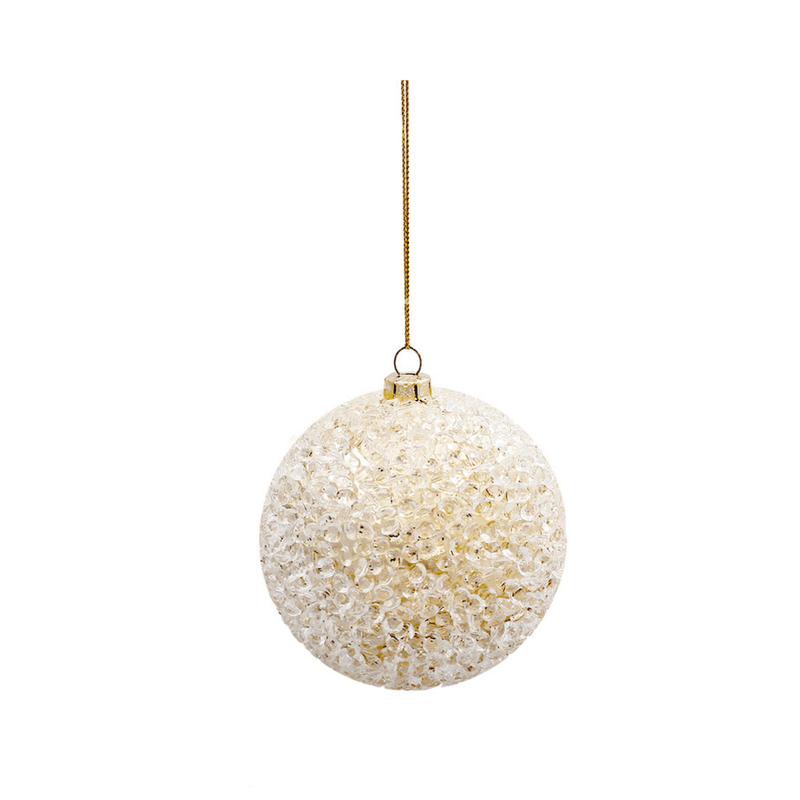 Flower systems Christmas Gold Beaded Bauble - 8.5cm