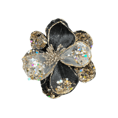 Oneworld Collection NZ Christmas Small Black Heirloom Lux Magnolia Christmas Decoration