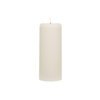 Flower systems candles Large Cream LED Ribbed Pillar Candle
