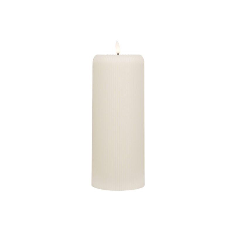 Flower systems candles Large Cream LED Ribbed Pillar Candle