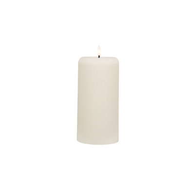 Flower systems candles Medium Cream LED Ribbed Pillar Candle