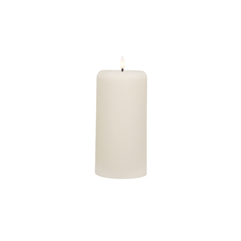 Flower systems candles Medium Cream LED Ribbed Pillar Candle