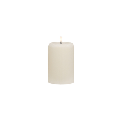 Flower systems candles Small Cream LED Ribbed Pillar Candle