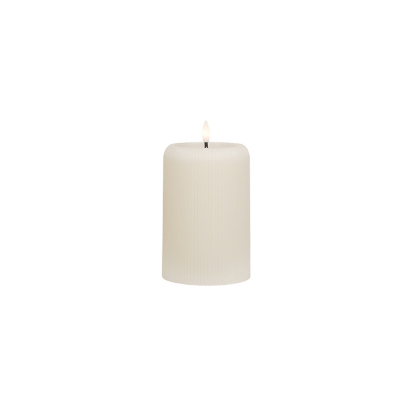 Flower systems candles Small Cream LED Ribbed Pillar Candle