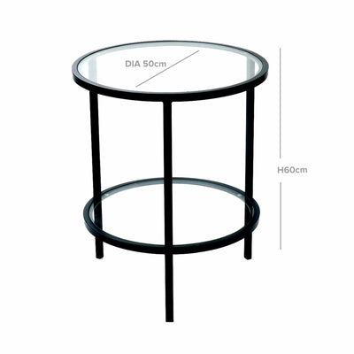 Oneworld Collection coffee tables & side tables Palladium Glass and Black Side  Table