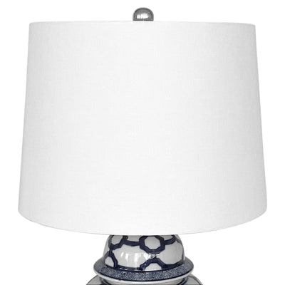 Oneworld Collection table & desk lamps Lucca Small Blue & White Jar Shaped Lamp W/ Shade