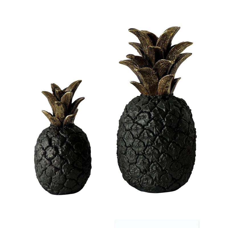 Florabelle Living Decorative Carina Black Pineapple with Gold Leaves Large