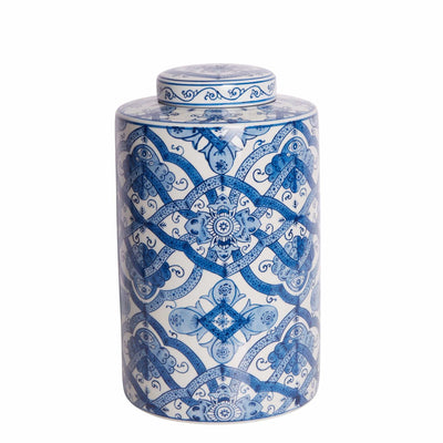 Florabelle Living Accessories Bungalow Blue & White Porcelain Jar Tall Large