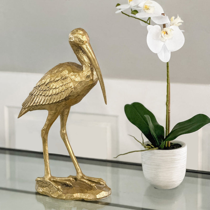 Florabelle Living Decorative Hastings Standing Crane Sculpture Gold