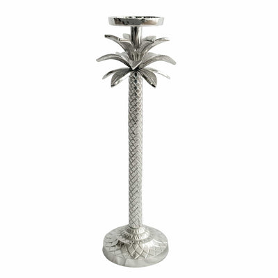Florabelle Living Decorative Aspen Palm Candle Stick Silver Medium