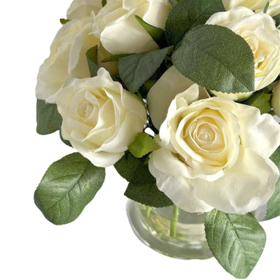 Florabelle Living Florals White Rose in Glass Vase