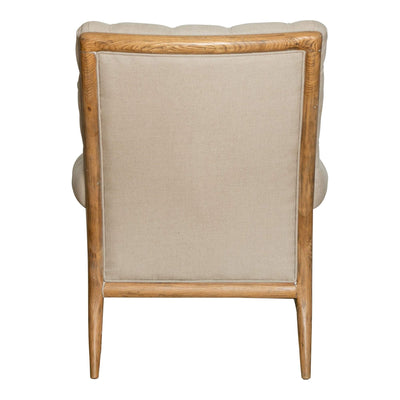 Oneworld Collection armchairs Beige Linen Armchair With Oak Legs