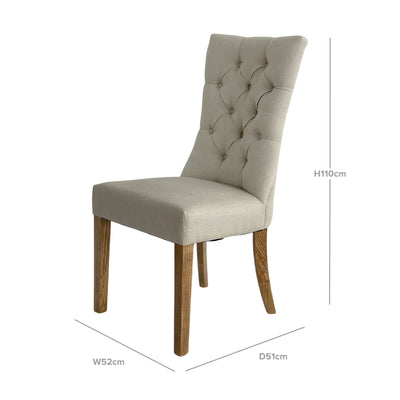 Oneworld Collection chairs & stools Beige Linen Dining Chair Flat Back