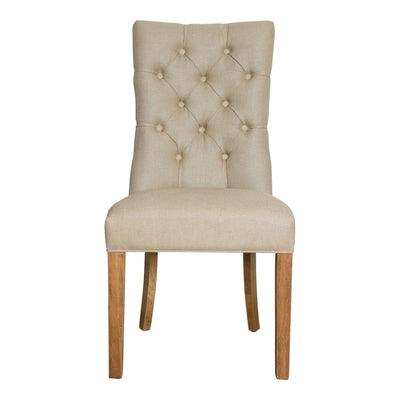 Oneworld Collection chairs & stools Beige Linen Dining Chair Flat Back