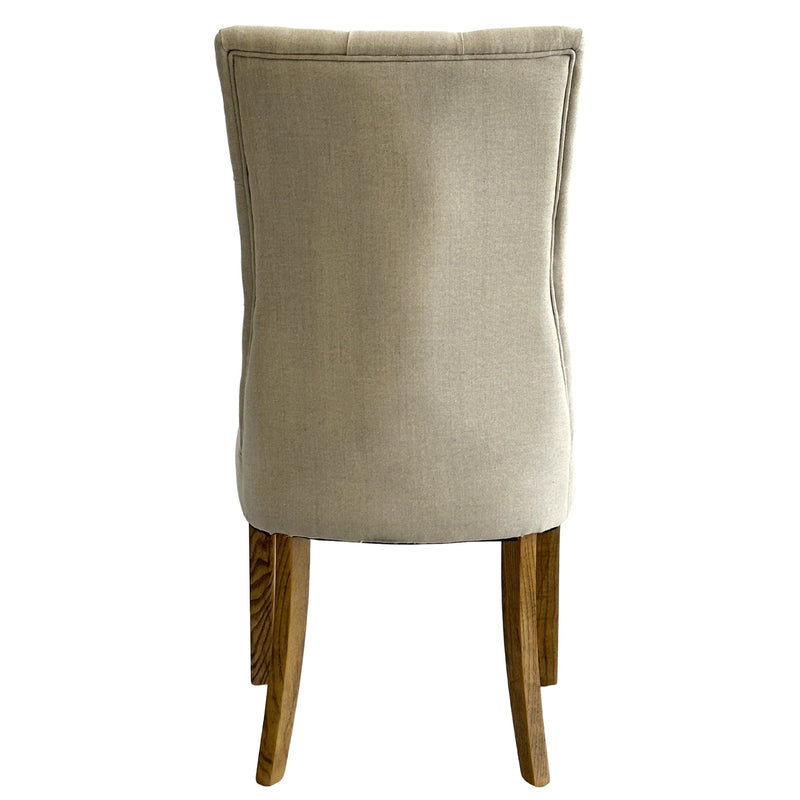 Oneworld Collection chairs & stools Diana Buttoned Hamptons Dining Chair Beige Linen Blend