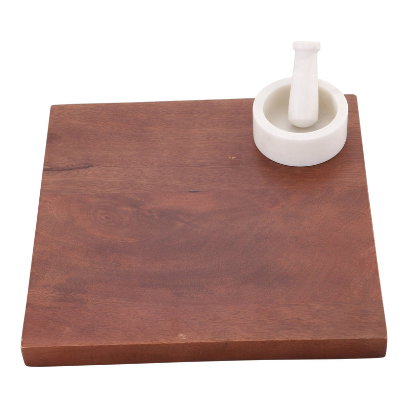 Oneworld Collection serveware Timber Board With Mortar & Pestle