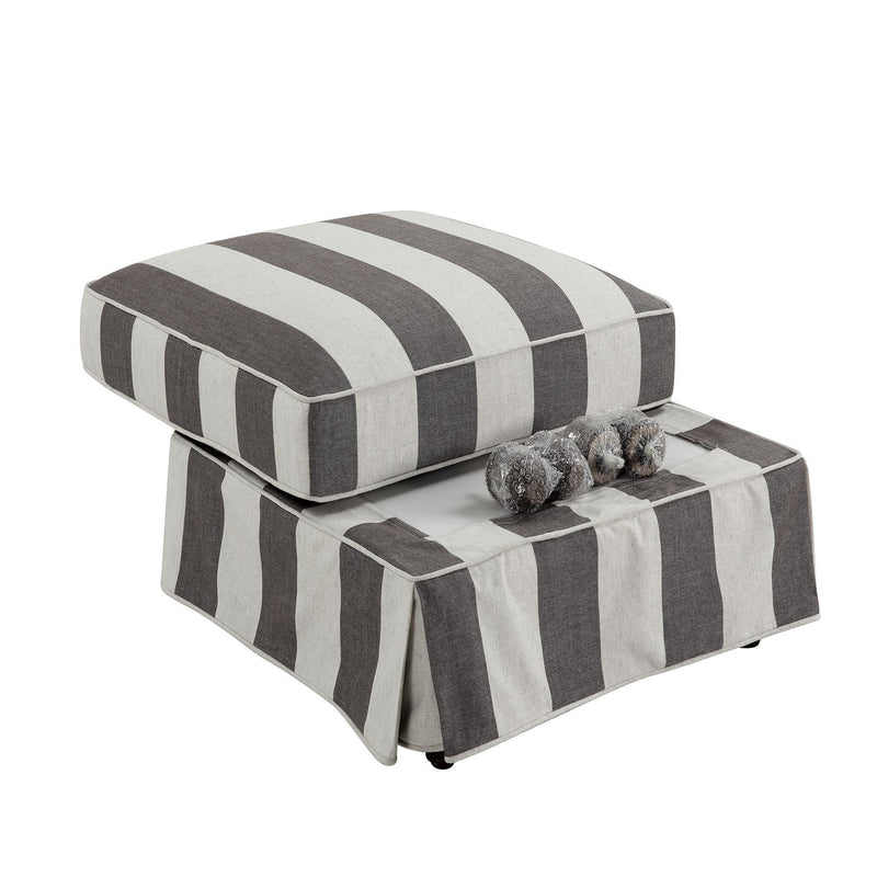 Oneworld Collection unused Armchair Slip Cover - Noosa Grey Cream Stripe