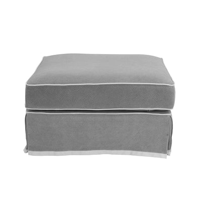 Oneworld Collection unused Ottoman Slip Cover - Noosa Grey with White Piping