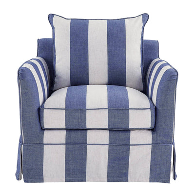 Oneworld Collection armchairs Armchair Slip Cover - Noosa Denim Cream Stripe