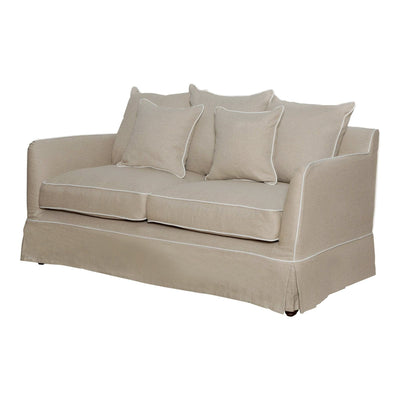 Oneworld Collection sofas 2 Seat Slip Cover - Noosa Natural with White Piping