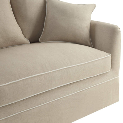 Oneworld Collection sofas 3 Seat Slip Cover - Noosa Natural with White Piping
