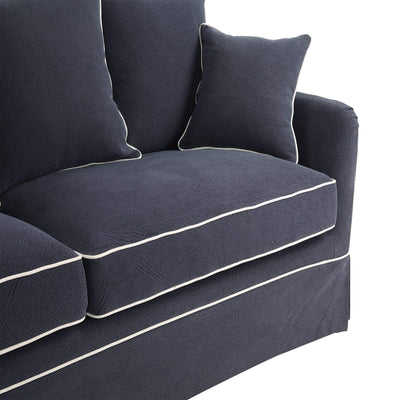 Oneworld Collection sofas 3 Seat Slip Cover - Noosa Navy with White Piping