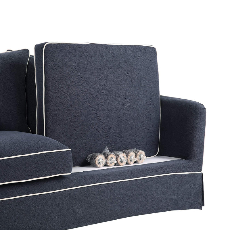 Oneworld Collection sofas 3 Seat Slip Cover - Noosa Navy with White Piping