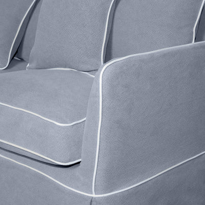 Oneworld Collection sofas 2 Seat Slip Cover - Noosa Grey with White Piping