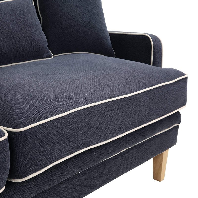 Oneworld Collection sofas Bondi 3 Seat Sofa Navy/White Piping