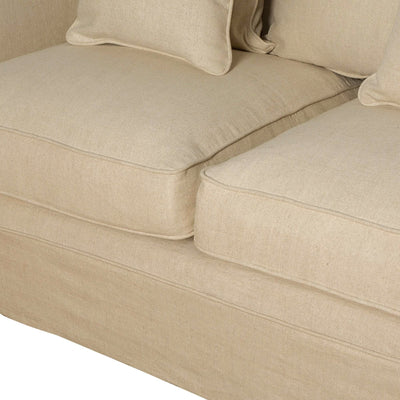 Noosa 3 Seat Hamptons Sofa Beige Linen Blend