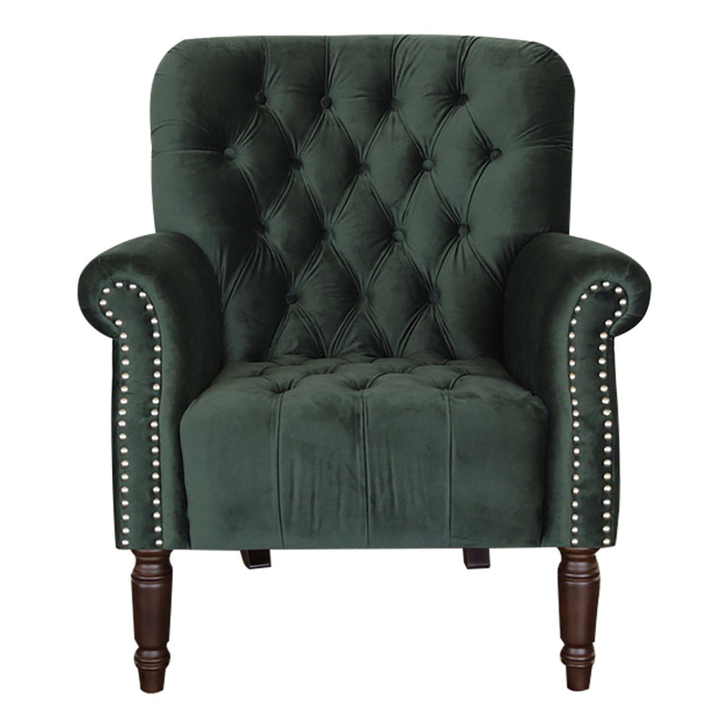 Maurice Buttoned Armchair Velvet Green