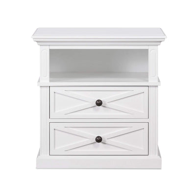 Oneworld Collection bedroom furniture Sorrento White Medium 2 Draw Bedside Table