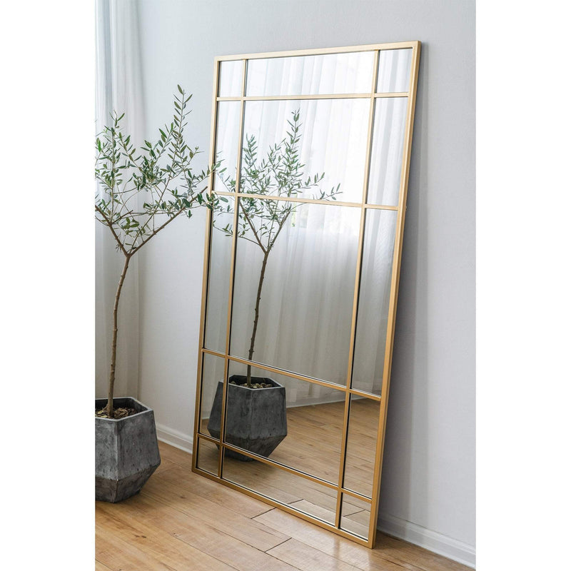 Oneworld Collection mirrors Lucia Gold Rimmed 15 Pane Mirror