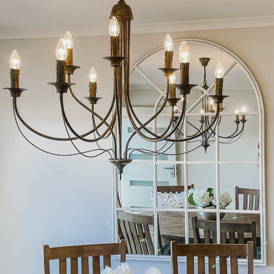 Oneworld Collection hanging lights 9 Arm Taupe Chandelier