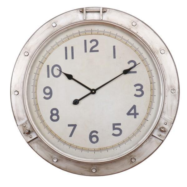 Oneworld Collection clocks 72Cm Nickel Nautical Clock