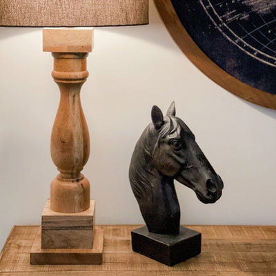 Oneworld Collection accessories Antique Brown Horse Sculpture On Stand