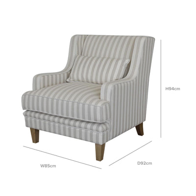 Oneworld Collection armchairs Bondi Armchair Nat Stripe/White Piping