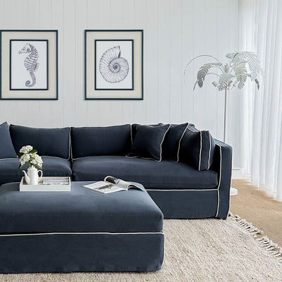 Oneworld Collection sofas Slip Cover - Marbella Modular Sofa B Navy