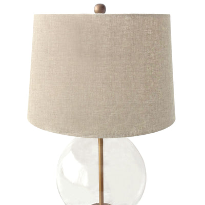 Oneworld Collection table & desk lamps Ivy Small Antique Brass And Glass With Natural Linen Shade