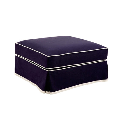 Oneworld Collection Clearance Ottomans Noosa Ottoman Navy W/ White Piping Cover