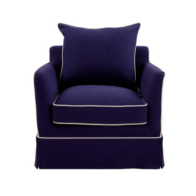 Oneworld Collection armchairs Noosa Armchair Cover Navy/White Piping