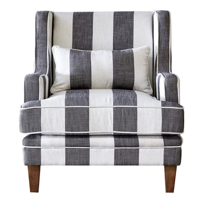 Oneworld Collection NZ Bondi Armchair Grey & Cream Stripe