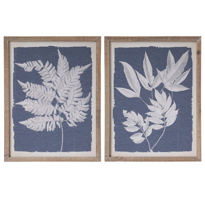 Latitude chairs & stools Set of 2 Fern Leaf Prints Blue/White Natural Frame