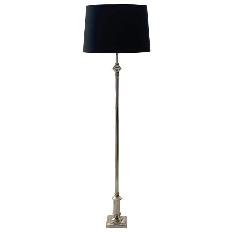 Oneworld Collection floor lamps St Bartz Nickel Floor Lamp with Natural Linen Shade