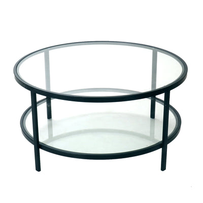 Oneworld Collection coffee tables & side tables Palladium Glass and Black Coffee Table