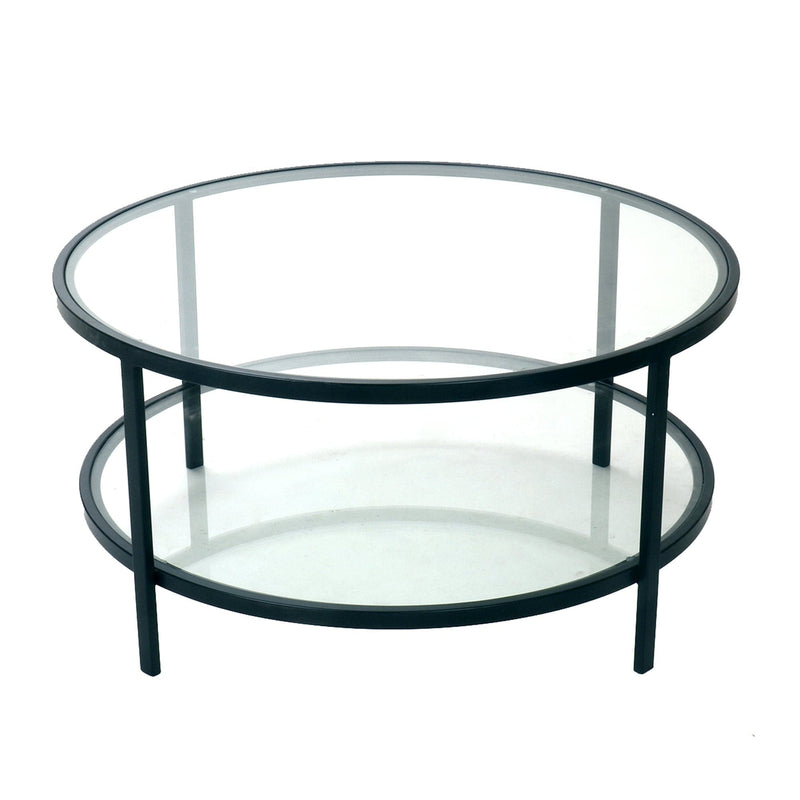 Oneworld Collection coffee tables & side tables Palladium Glass and Black Coffee Table