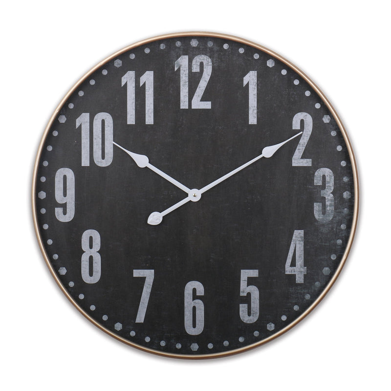 Oneworld Collection clocks Henry 60cm Metal Wall Clock Gold/Black
