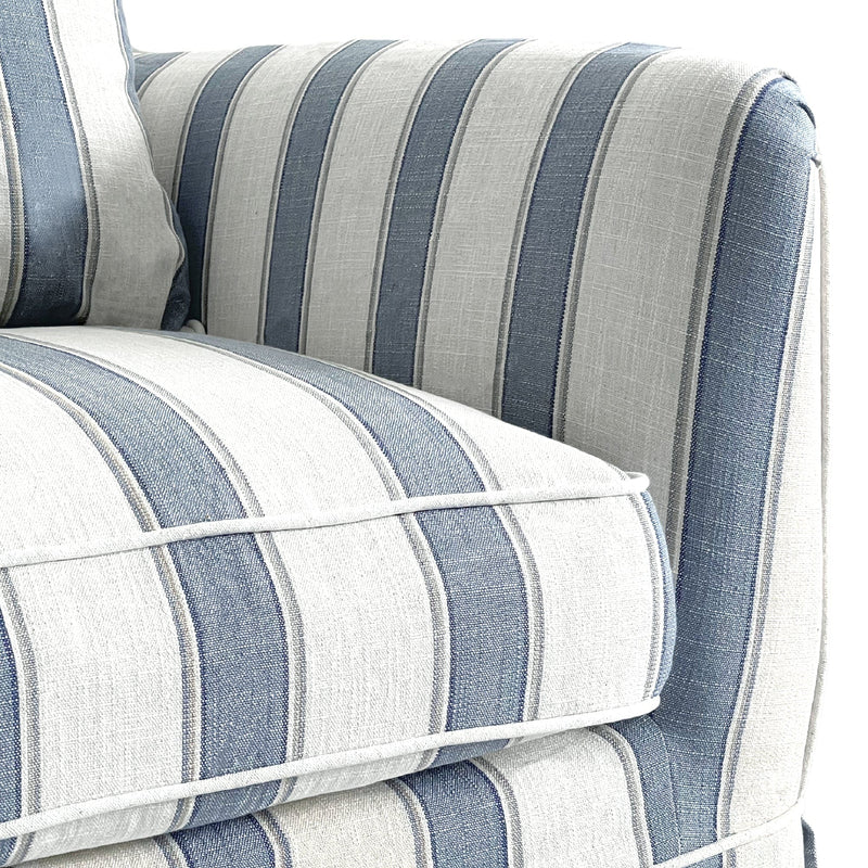 Latitude sofas Armchair Slip Cover - Noosa Blue Sky Stripe