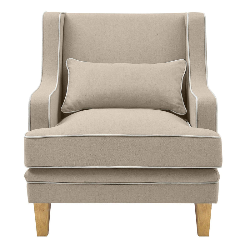 Oneworld Collection armchairs Bondi Armchair Nat/White Piping