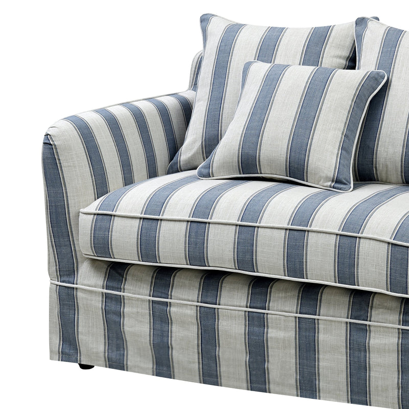 Latitude sofas Slip Cover Only - Noosa 3 Seat Hamptons Sofa Blue Sky Stripe